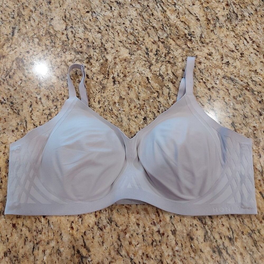 HONEYLOVE Bra Size 1X Gray Removable Pads Wireless Convertible Boned Adj Strap